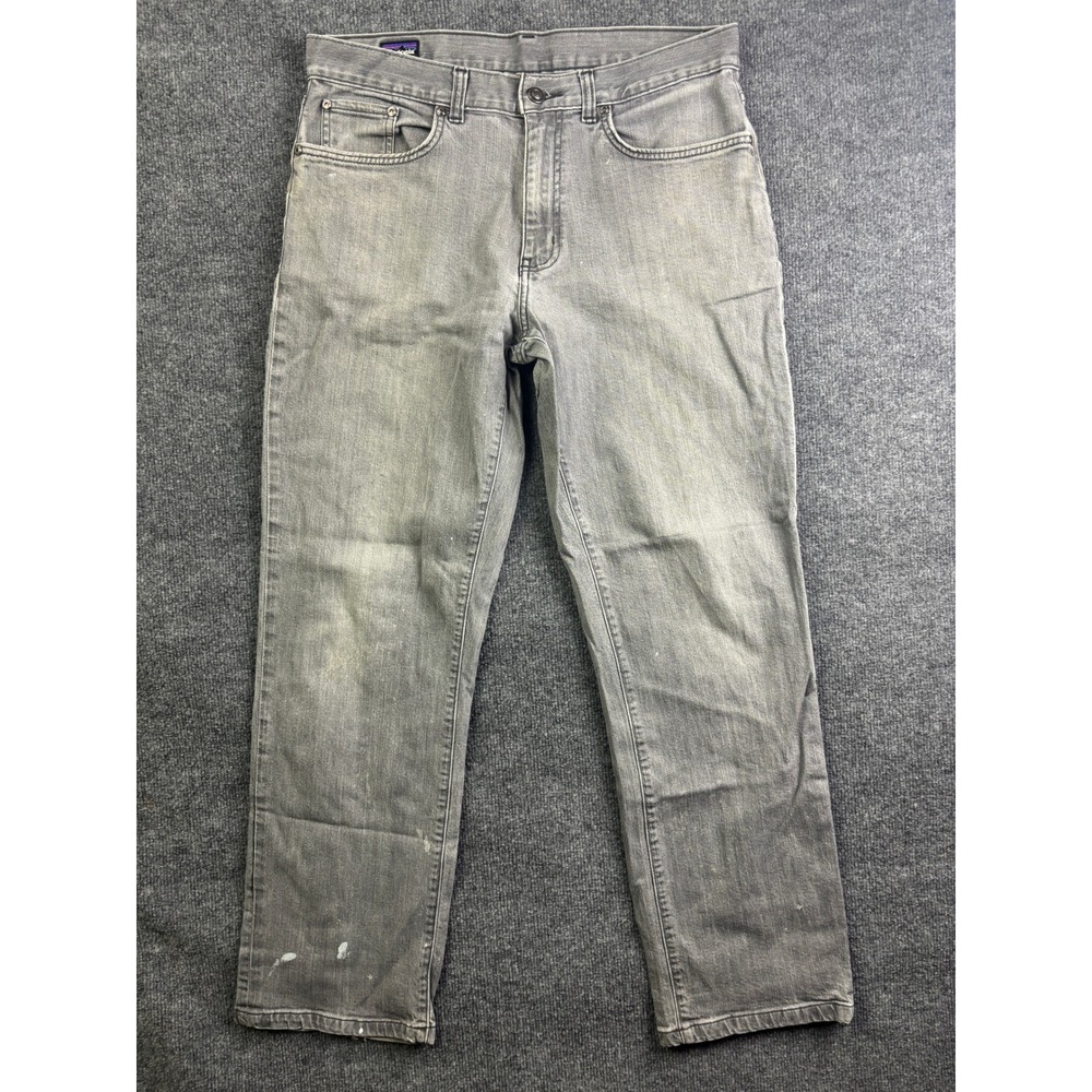 Patagonia Straight‎ Leg Jeans Mens 34 Grey Organic Cotton Stretch Paint Splatter